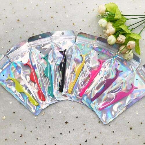 20 pcs Stainless Steel Eyelash Tweezers Clip Applicator Flat False Eyelashes Extension Curler Clamps Beauty Makeup Tools