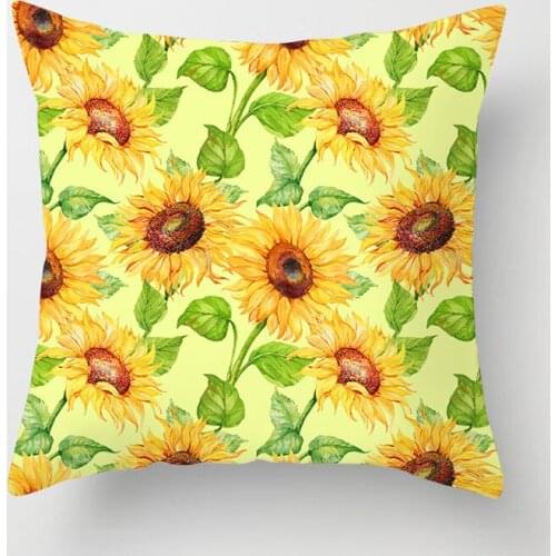 New 45cmX45cm Hand-Painted Sunflower Flowers Cotton Cushion Cover Sofa Home Decorative Pillow Covers Car Decor Pillow Case
