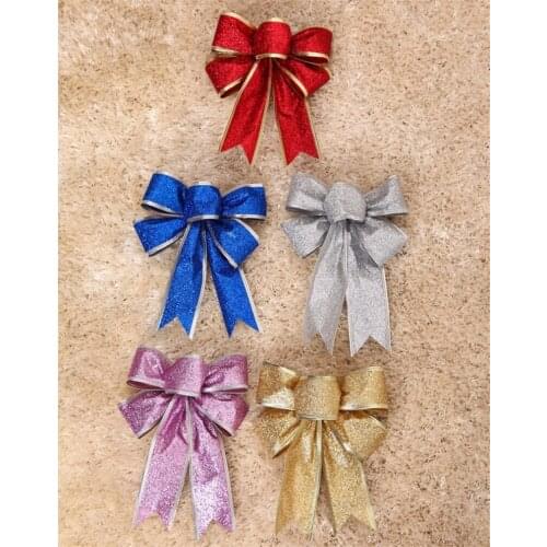 25cm New year party Xmas Christmas ornaments home hotel cafe shop decoration accessories red sliver golden blue pinkglitter bow