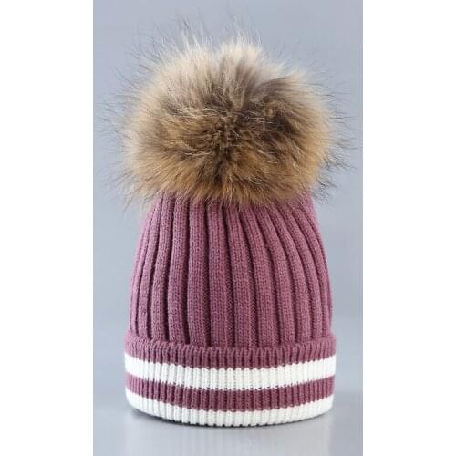 MingJieBiHuo autumn winter hat knitted wool beanies female fashion casual outdoor caps thick warm comfortable big hair ball hats
