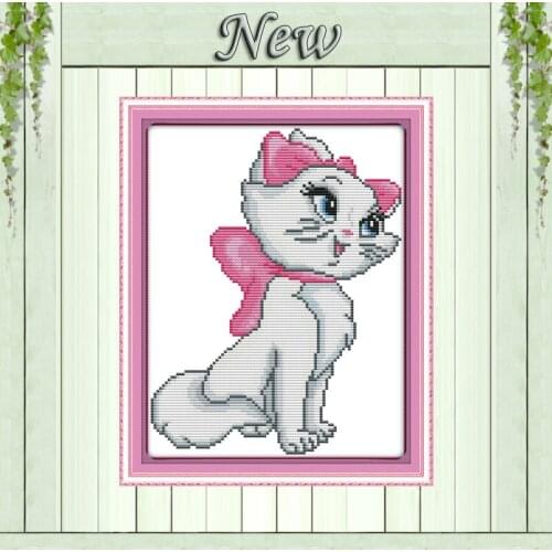Pink cat lovely animals home decor painting counted Printed on canvas DMC 11CT 14CT Cross Stitch Needlework kits embroidery Sets