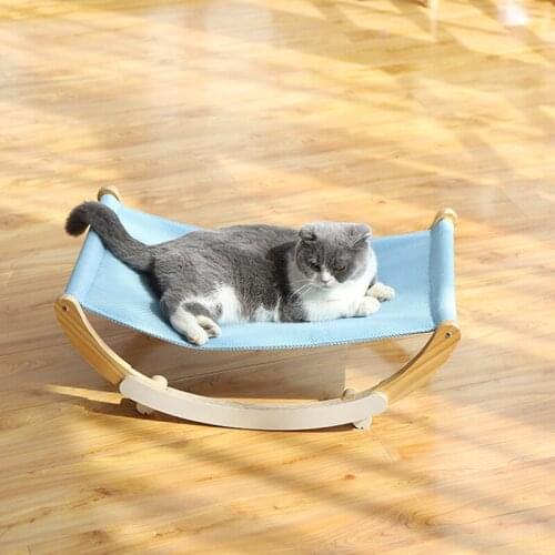 SHUANGMAO Pet Cat Rocking Lounger Bed Wood Hammock for Cats House Puppy Mat Hanging Beds Cats Basket Small Dog Sofa Products