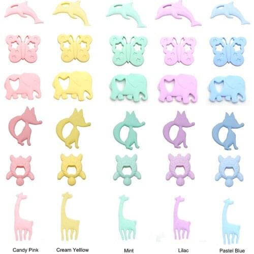 Chenkai 1SET Silicone Giraffe Fox Turtle Butterfly Dolphin Elephant Teethers For DIY Baby Nursing Pacifier Clip Necklace Jewelry