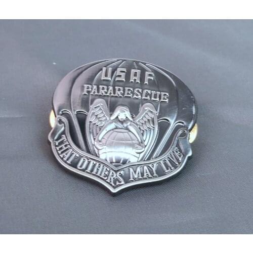 USAF, AFSOC, AIR FORCE SPECIAL OPERATIONS, PJ, PARARESCUE BERET BADGE PIN INSIGNIA gray