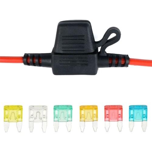 Waterproof Power Socket In-Line Mini Blade Fuse Holder With 6 Fuses5A 10A 15A 20A 25A 30A Car Replacement Fuses