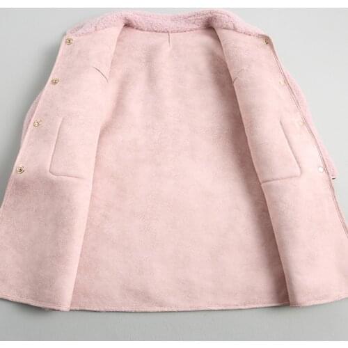 2020 Korean Style Women Winter Sheep Shearling Jackets Real Wool Fur Coat Female Long Warm Fur Coats abrigo mujer 19007