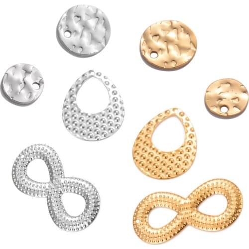 10pcs Stainless Steel Charms Stamping Teardrop Round Earring Charms Pendants DIY Floating Charms for Jewelry Making