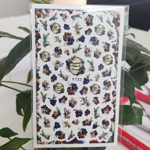 3D Nail Sticker Spring Summer Flowers Grass Stickers for Nails Self-Adhesive Design Stickers for Manicure Nail Art Decoration