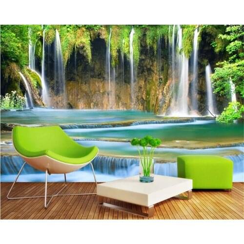 Beibehang Custom 3d wallpaper wall waterfall stereo landscape background wall vinyl wallpaper wallpapers for home walls behang
