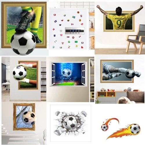 3d Vivid Football Soccer Wall Stickers For Kids Rooms Living Room Bedroom Wall Decals Boys Room Decoration Gift