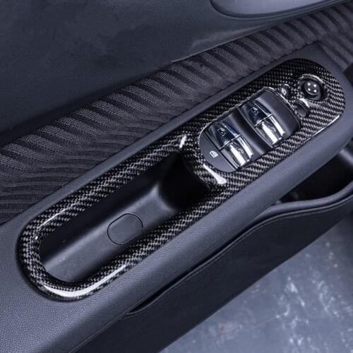 4pcs Carbon Fiber Auto Car Door Interior Windows Control Panel Trim Cover for Mini Cooper New Clubman F54 2015 2016 2017 6-doors