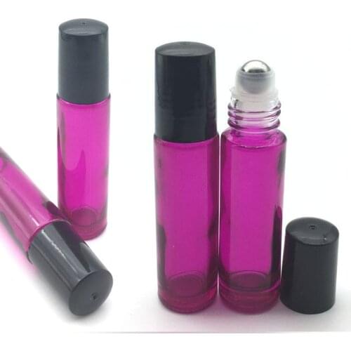 500pcs Empty 10ml Roller Glass Bottle Essential Oil 10cc Rose-red Roll On Bottle Fragrance Perfume