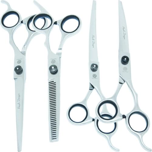 7.0" Purple Dragon Pet Scissors for Dog Grooming Japan 440c Curved Dogs Hair Cutting Shears 6.5" Animal Thinning Tesouras B0006B