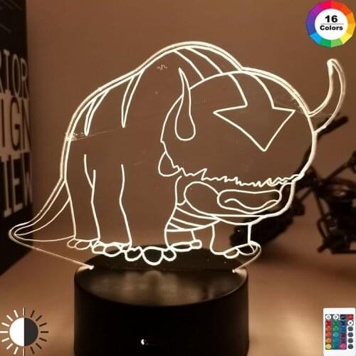 Acrylic 3d Lamp Avatar The Last Airbender Nightlight for Kids Child Room Decor The Legend of Aang Appa Figure Table Night Light