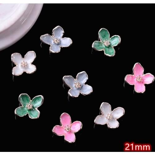 Enamel Flower Button Embellishments Accessories 20pcs Flatback Colorful Flowers Buttons Enamel DIY Findings Free ship