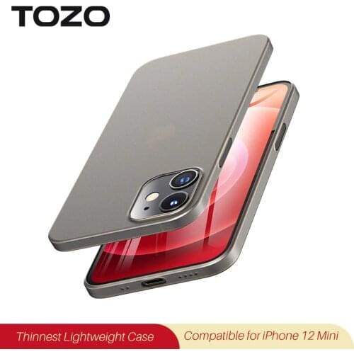 TOZO for iPhone 12 Mini Case 5.4 inch Hard Cover 0.35mm Worlds Thinnest Protect Bumper Shell Semi Transparent Light Weight Thin
