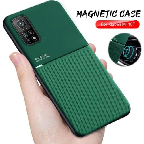 For xiaomi 10t pro case shockproof magnetic car holder phone cover on for xiaomi mi 10t pro mi10t 10tpro leather texture coque