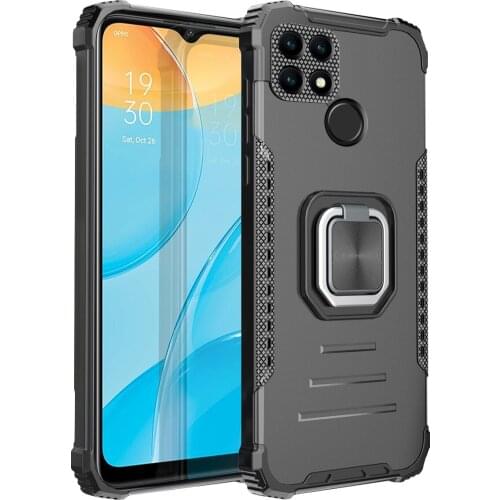 Magnetic Metal Ring Stand Holder Armor Shockproof Case For OPPO A15 Soft TPU Frame Aluminum Alloy Protective Back Cover Fundas
