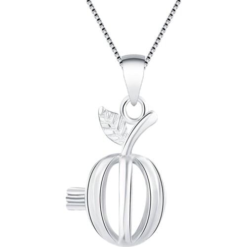 CLUCI 3pcs 925 Sterling Silver Apple Shape Pearl Locket Cage Pendant for Women Jewelry Silver 925 Charms Pendant SC108SB