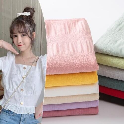 Cotton Bubble wrinkle Gauze Fabric Plaid Printed Breathable Natural Cotton Crepe Fabric DIY Crafts Material For Baby &Children