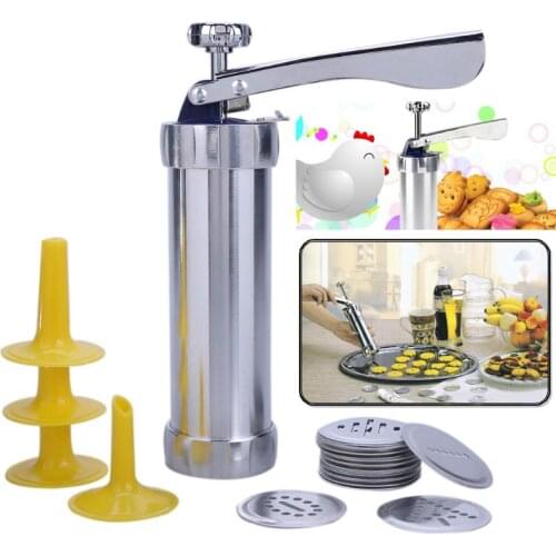 Baking Tools Manual Biscuit Cookie Press Stamps Set Cake Decorating Tools Maker with 4 Nozzles 20 Cookie Molds