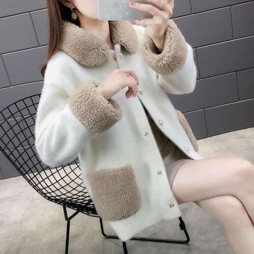 Korean version of the 2021 fashion new mink velvet jacket knitted cardigan spring and autumn long-sleeved shirt foreign style