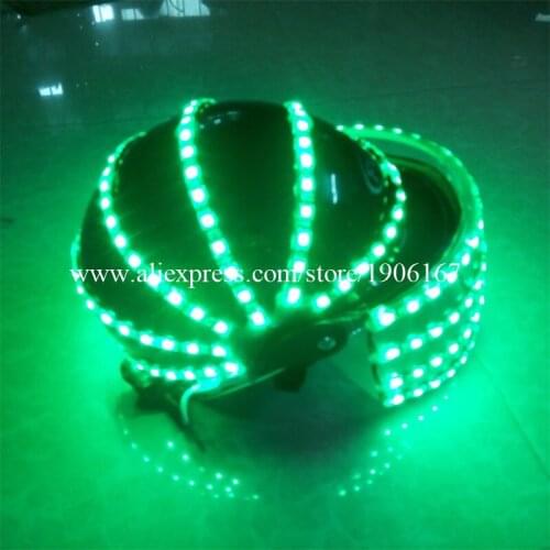 Colorful LED Luminous Robot Helmet RGB Led Growing Flashing Halloween Christmas Headwear For Party Dancing Bar DJ