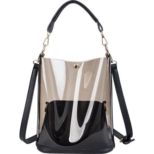 Summer Transparent Jelly Bag Korean Fashion Bucket bag sac Shoulder Portable Messenger Bag Beach Bag Women clear purses handbags