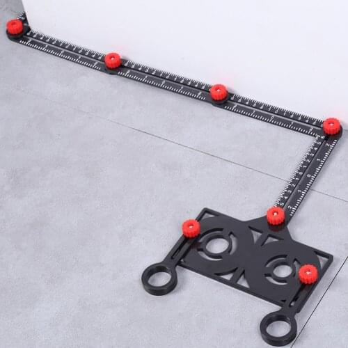 Hole Locator Ruler Drop-resistant Tiles Fixed Angle Finder Measuring Ruler Aluminum Alloy Universal Gauging Tools