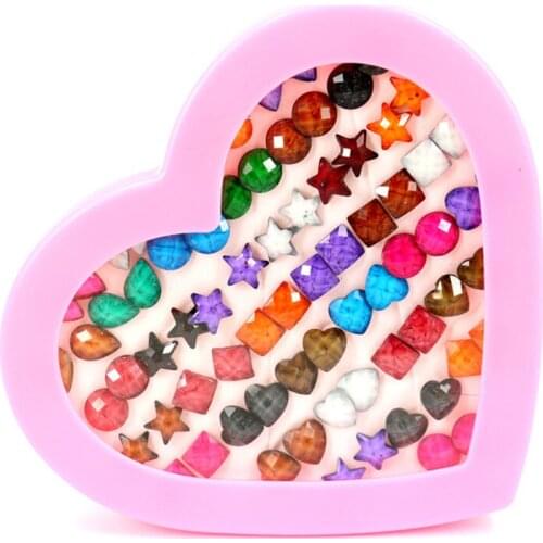 ISINYEE 36 Pairs/set Fashion Heart Star Acrylic Small Stud Earrings Sets For Girls Cute Waterdrop Geometric Earring Jewelry Gift