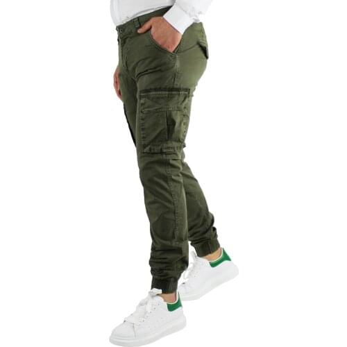 Man Cargo pants summer side pockets Slim Fit army green Blue Gray