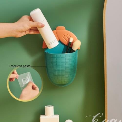 Wall-mounted PP Corn Shaped Toothbrush Holder Rack Free Punch Cartoon Sundries Storage Holder Kitchen Bathroom Wall Organizer