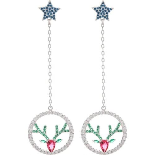 New 2018 fashion color long swaying zircon earrings Popular jewelry zircon earrings for women/girls wedding parties ER-277