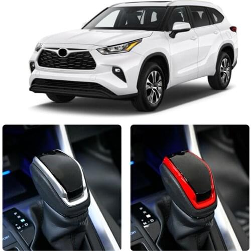 New Product ABS Silver Carbon Fiber Shift Knob Stick Cover Accessories For Toyota Highlander XU70 GSU75 2021 2022