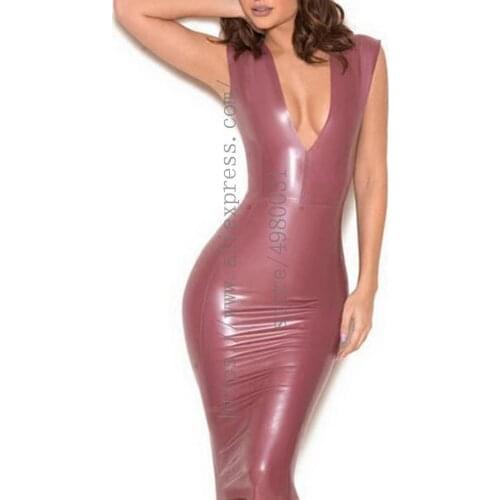 Luxury 100% handmade tight rose red latex dress bondage suit what is made of 0.4mm thickness natural latex