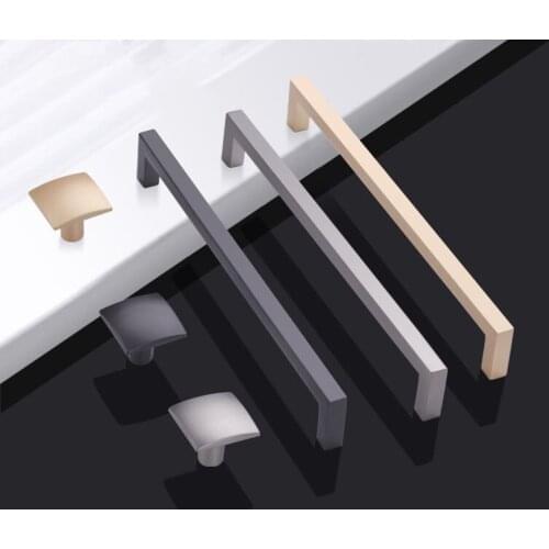 Zinc Handle Kitchen Handle For Cabinet Cupboard Bedroom Wardrobe Closet Knob Square Shape Furniture Door Handle Bar