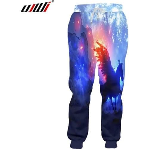 UJWI New Style Sweatpants Men/women 3D Print Rainbow Starry Horse Sweat Pants Unisex Fitness Casual Joggers Sports Pants