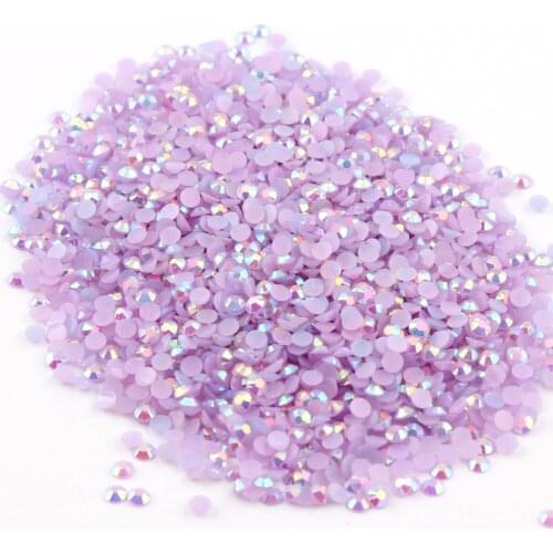 Light Purple AB 2mm,3mm,4mm Nail Art Resin Jelly Rhinestone Round Flatback For DIY Nail Art Accessories