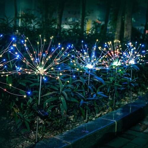 90/150 LEDs Solar Fireworks Colorful Outdoor IP65 Waterproof Garden Lamps Energy Saving Solar Lawn Light for Holiday Chrismas