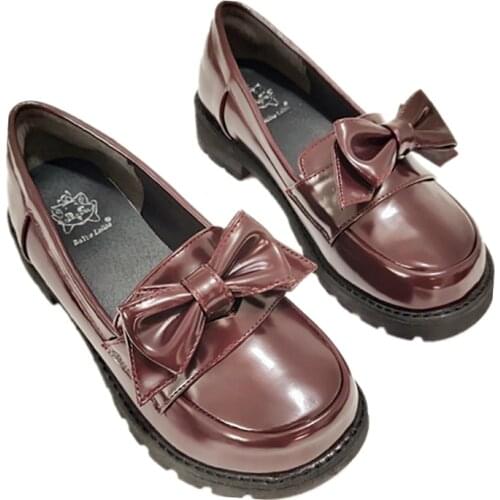 Jk uniform shoes feminine student bowknot cosplay sweet girls female kawaii tea party japanese cute anime lolita shoes mid heel