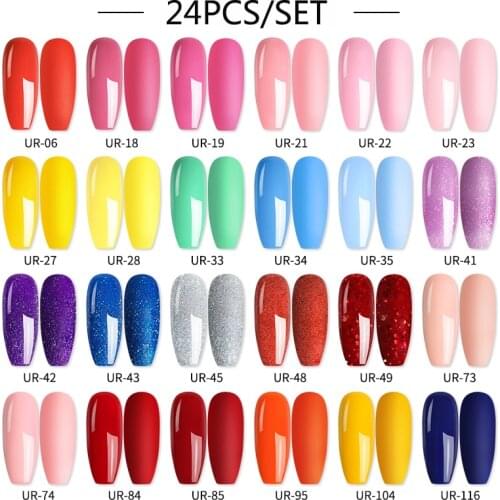 UR SUGAR Gel Nail Polish Kit 24pcs UV Nail Polish Gel Varnishes 7.5ml For Manicure Need Cured Base Top Coat Nail Art Set