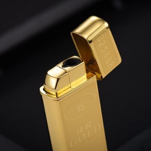 Gold Bullion Windproof Lighter Gold Bullion Creative Lighter Smoking Set Smoking Accessories Briquets Et Accessoires Fumeurs