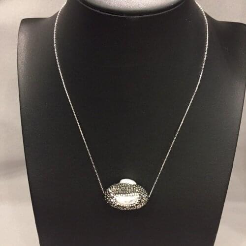 Vintage 100% real fresh water pearl pendant necklace 925 sterling silver fine women jewelry free shipping