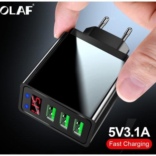 LED Digital Display USB Charger Fast Charging For iphone 7 8 Samsung S10 Plus EU US UK 3 Port USB Mobile Phone Charger Adapter