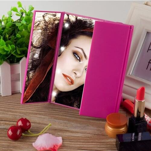 Makeup Mirror 8/16 LED Light Three-sided Foldable Make Up with Touch Dimmer Switch Cosmetic Tabletop Beauty Vanity Mirror