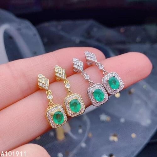 KJJEAXCMY fine jewelry natural Emerald 925 sterling silver women earrings new Ear Studs support test exquisite luxury
