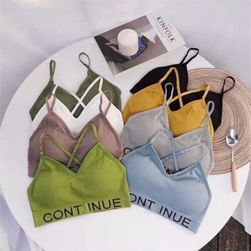 Womens Cotton Underwear Tube Top Brassiere Sexy Letter Top Womens Sports Bra Girl Sports Tank Up Women Slim Bra Sexy Lingerie