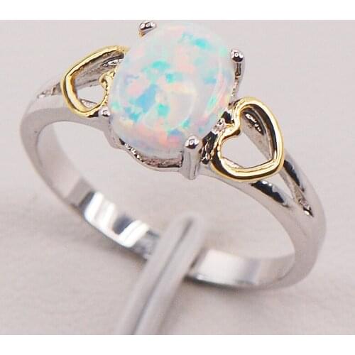 White Fire Opal Australia 925 Sterling Silver Woman Jewelry Ring Size 6 7 8 9 10 11 F580