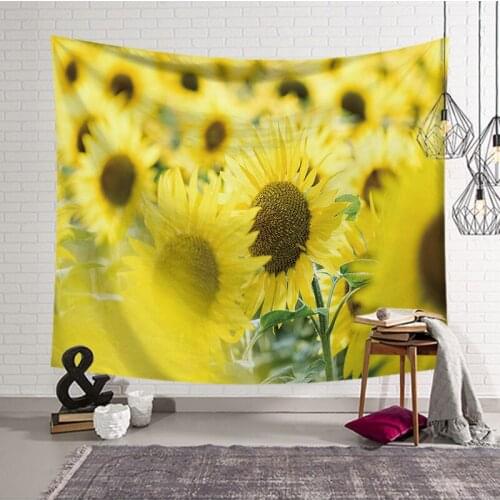 Golden Sunflowers Plant Tapestry for Livingroom Photography Wall Decor