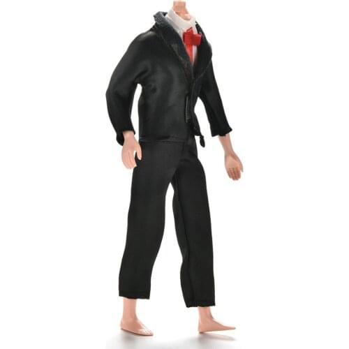 1 Sets Black Bride Suit with White Shirt and Pants for Boy Firend for ken Handmade Doll Clothes Accessories Gifts